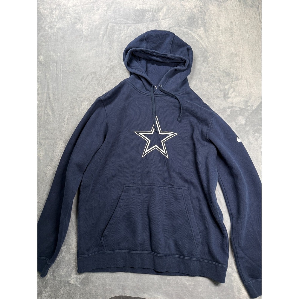 Dallas Cowboys Hoodie Mens Large Navy Blue Nike NFL Fleece Lined Pullover Sports